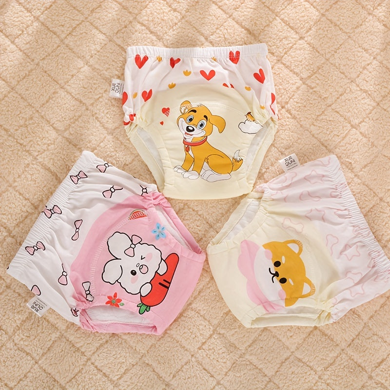 Комплект из 3 моющихся тренировочных штанов для детей - 6-слойные толстые тканевые подгузники, универсальные обучающие штаны для детей