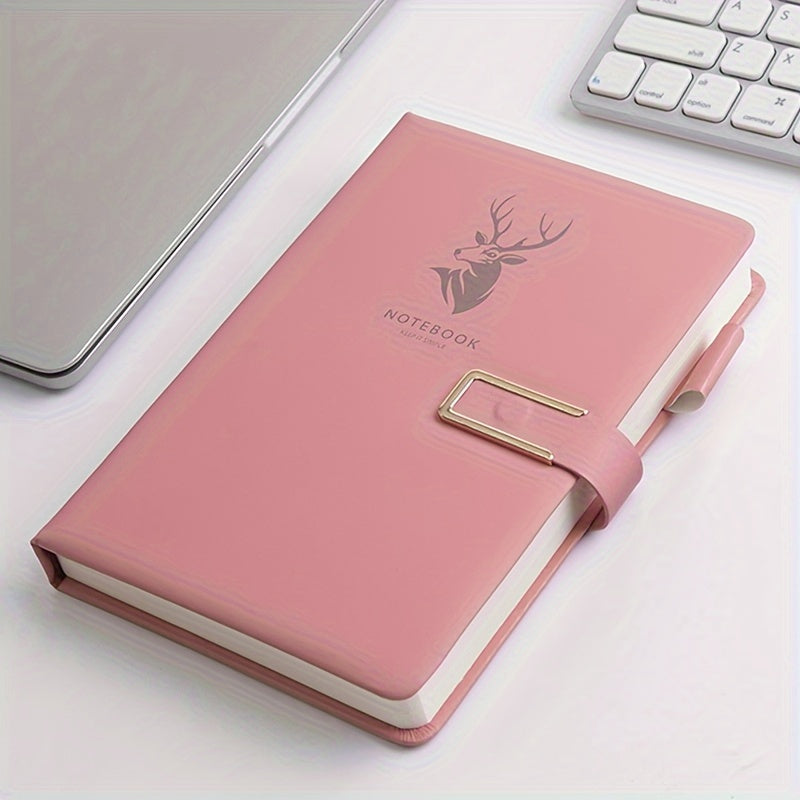 Faux Leather Notebook with Buckle Closure Waterproof Square Grid Pages A5 for Home Office Study