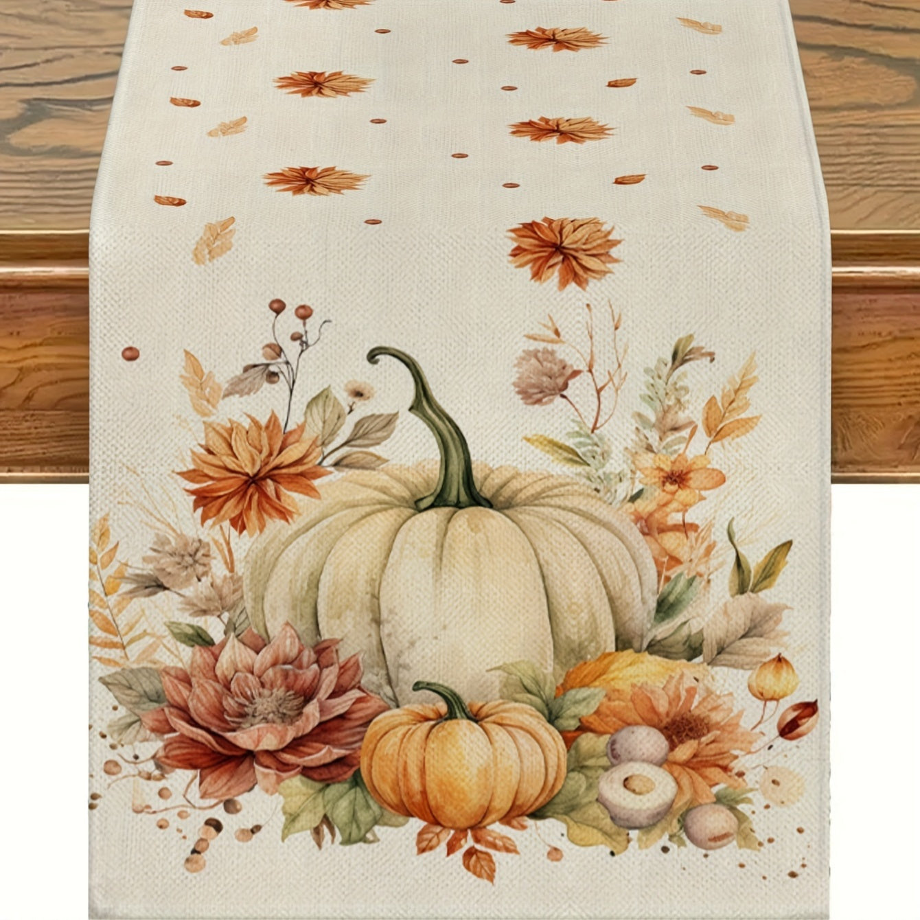 Autumn Harvest Festival Linen Table Runner 33x183cm Thanksgiving Fall Decor Pumpkin Knit Polyester