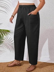 Plus Size Women's Wide Leg Pants Brown All-Season Casual Trousers