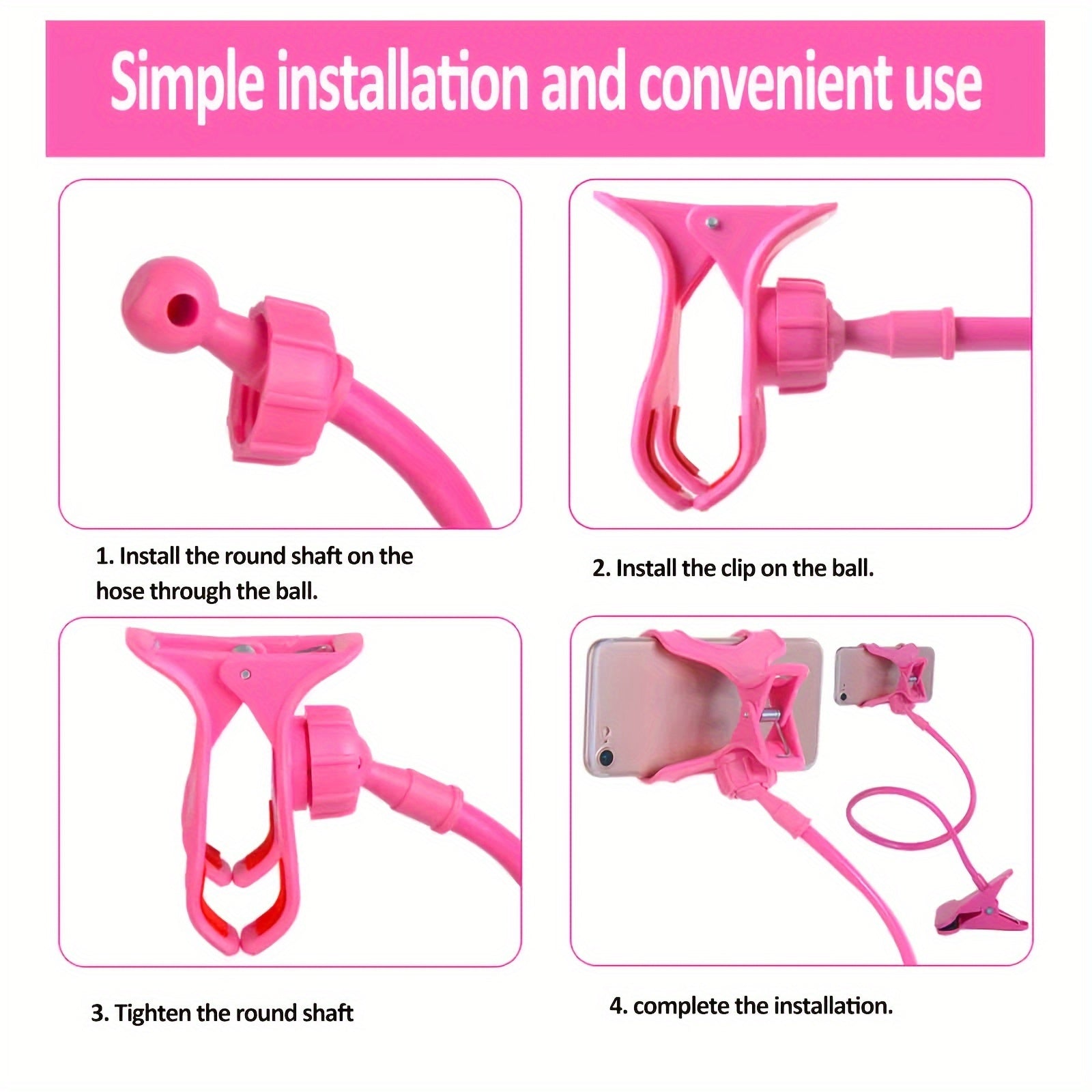 Sozlanadigan smartfon uchun tutqich stendi, ish stoliga, yotoq yoniga moslashuvchan qo'l bilan mahkamlagich