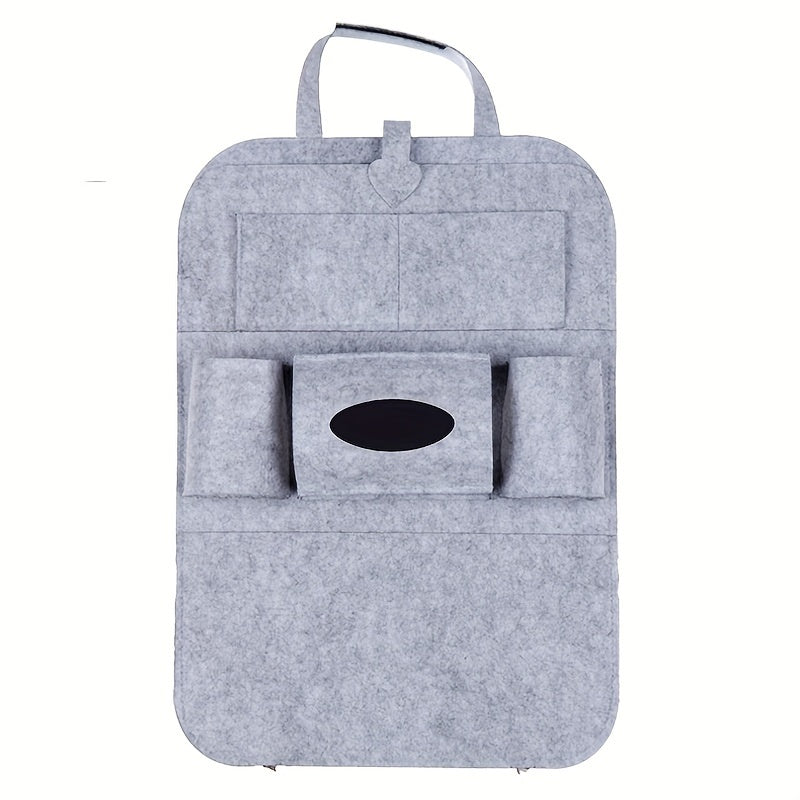 Multifunctional Felt Car Seat Back Storage Bag Organizer Grey