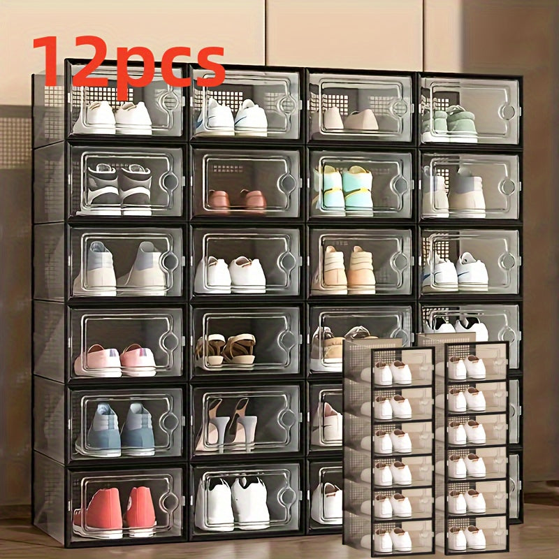 Stackable suv o'tkazmaydigan chang o'tkazmaydigan oyoq kiyimlarini saqlash shkaflari to'plami 4, 12 yoki 18 ta