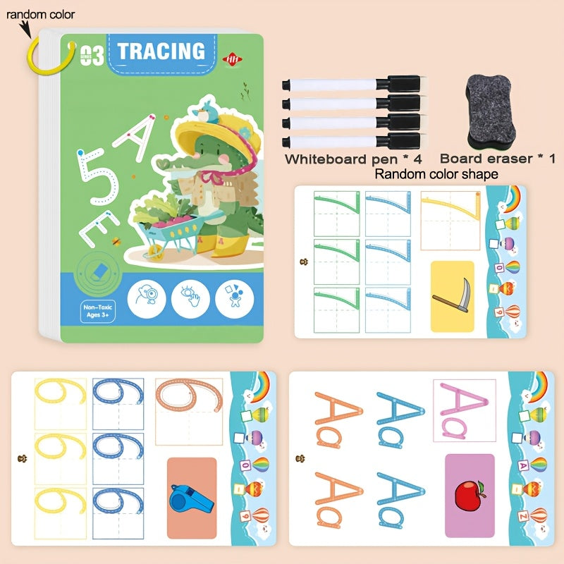 Children's Practice Notebook for Early Writing Number Letter Drawing Green 32 Pages