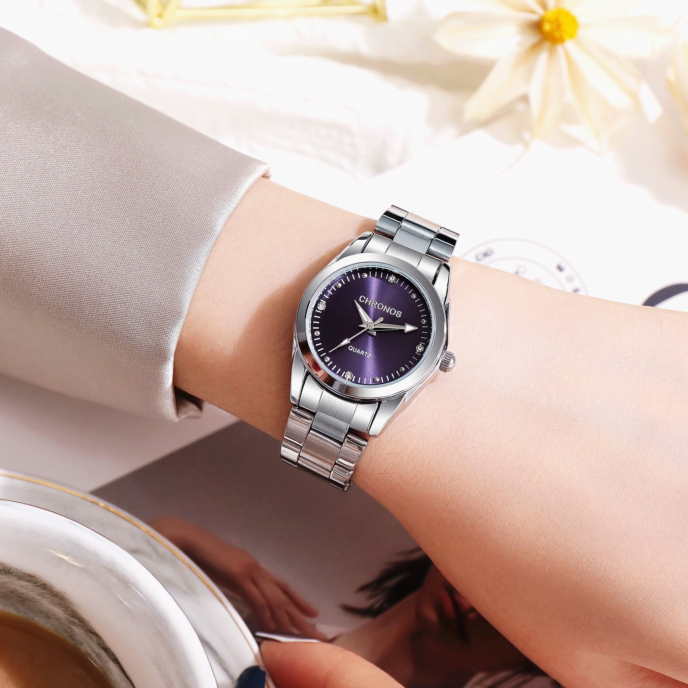 Women's Stainless Steel Watch with Calendar and Luminous Dial