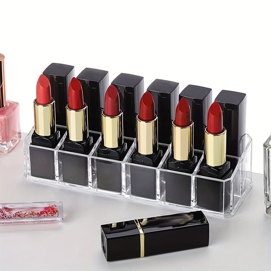 Прозрачный органайзер для губной помады с 12 отделениями - прочный пластик, настольное хранилище для косметики и необходимых вещей в ванной
