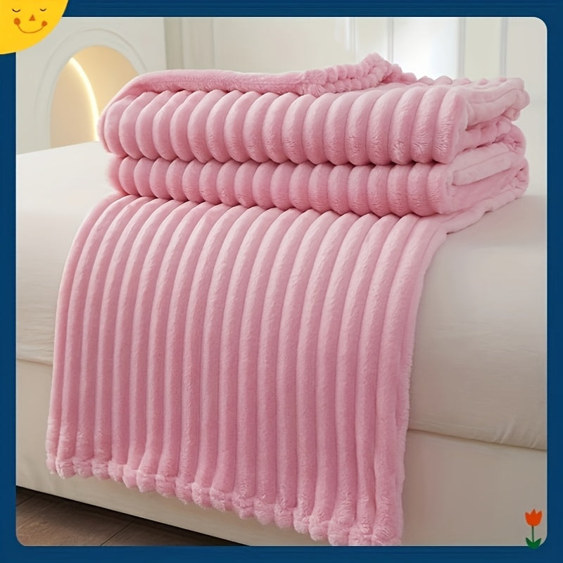 Modern Flannel Blanket with Geometric Design and Mink Fur Fabric for All-Season Use