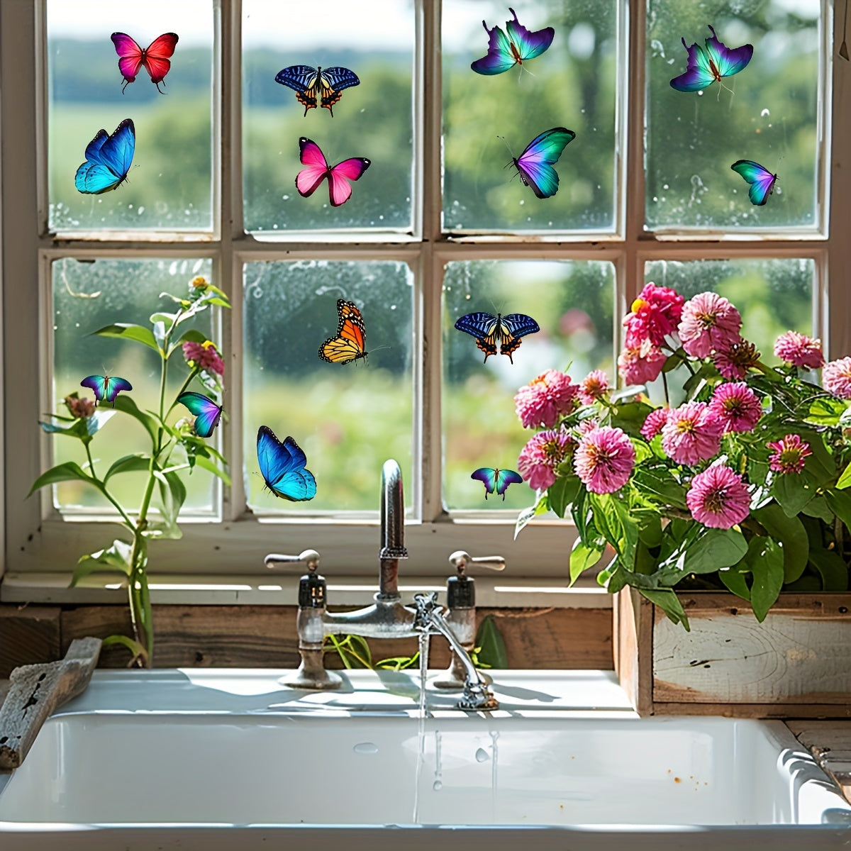 Butterfly Glass Stickers Decor PVC Peel and Stick Wall Decals for Windows and Nursery
