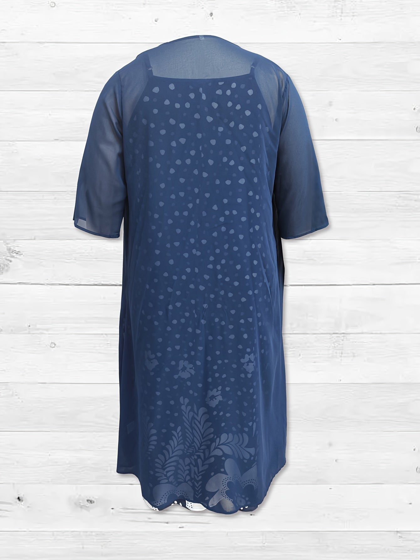 Vintage Floral Printed Short Sleeve Dress with Pleats and Fake Two-Piece Design