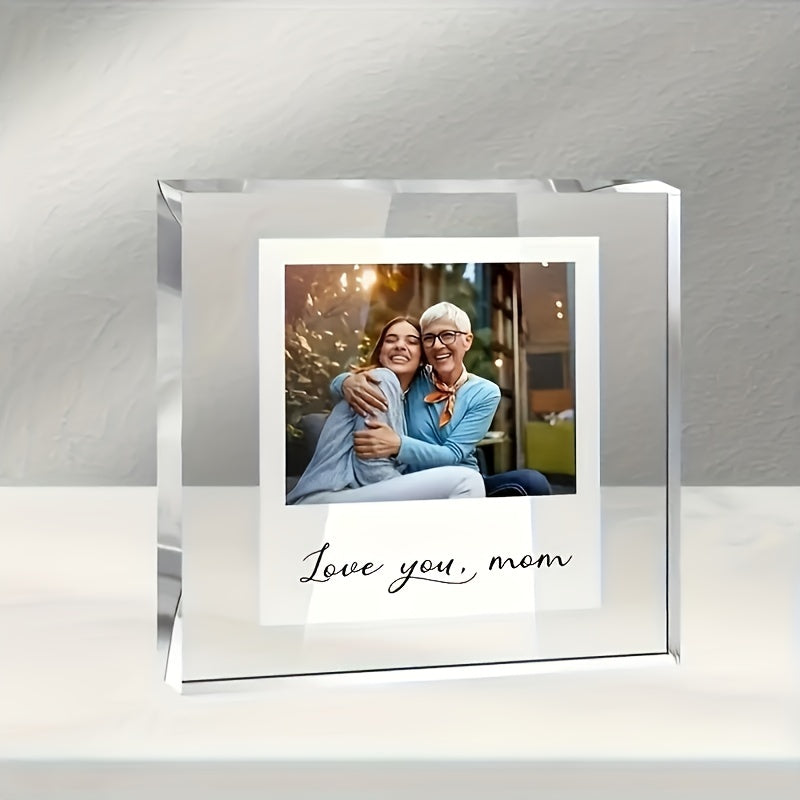 Customized Acrylic Photo Frame with Love You Mom Engraving for Gifts
