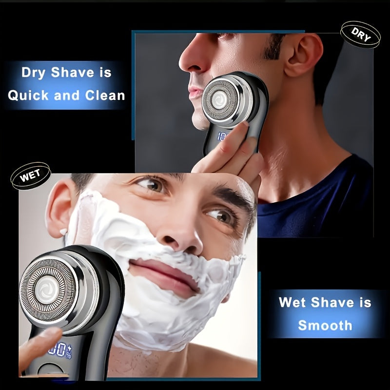 Afeitadora eléctrica mini para hombres con pantalla digital, recargable, impermeable y de acero inoxidable