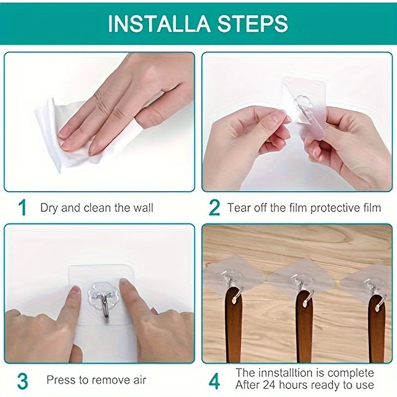 Waterproof Wall Hooks for Kitchen and Bathroom, 10 Pieces