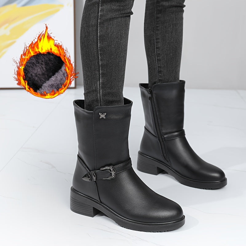 Women's Fleece-Lined Mid-Calf Winter Boots for Warmth and Comfort