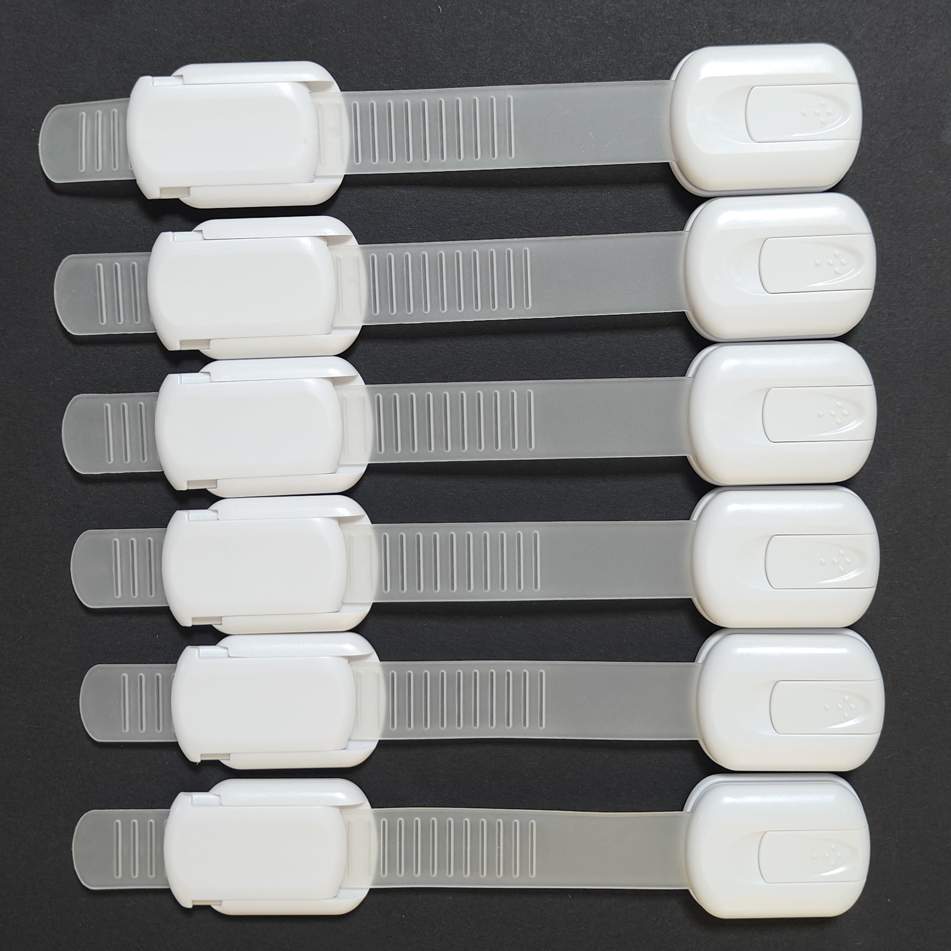 10 ta bolalar xavfsizlik shkaf kaliti va kamarlar, ftalatsiz, oq plastmassa