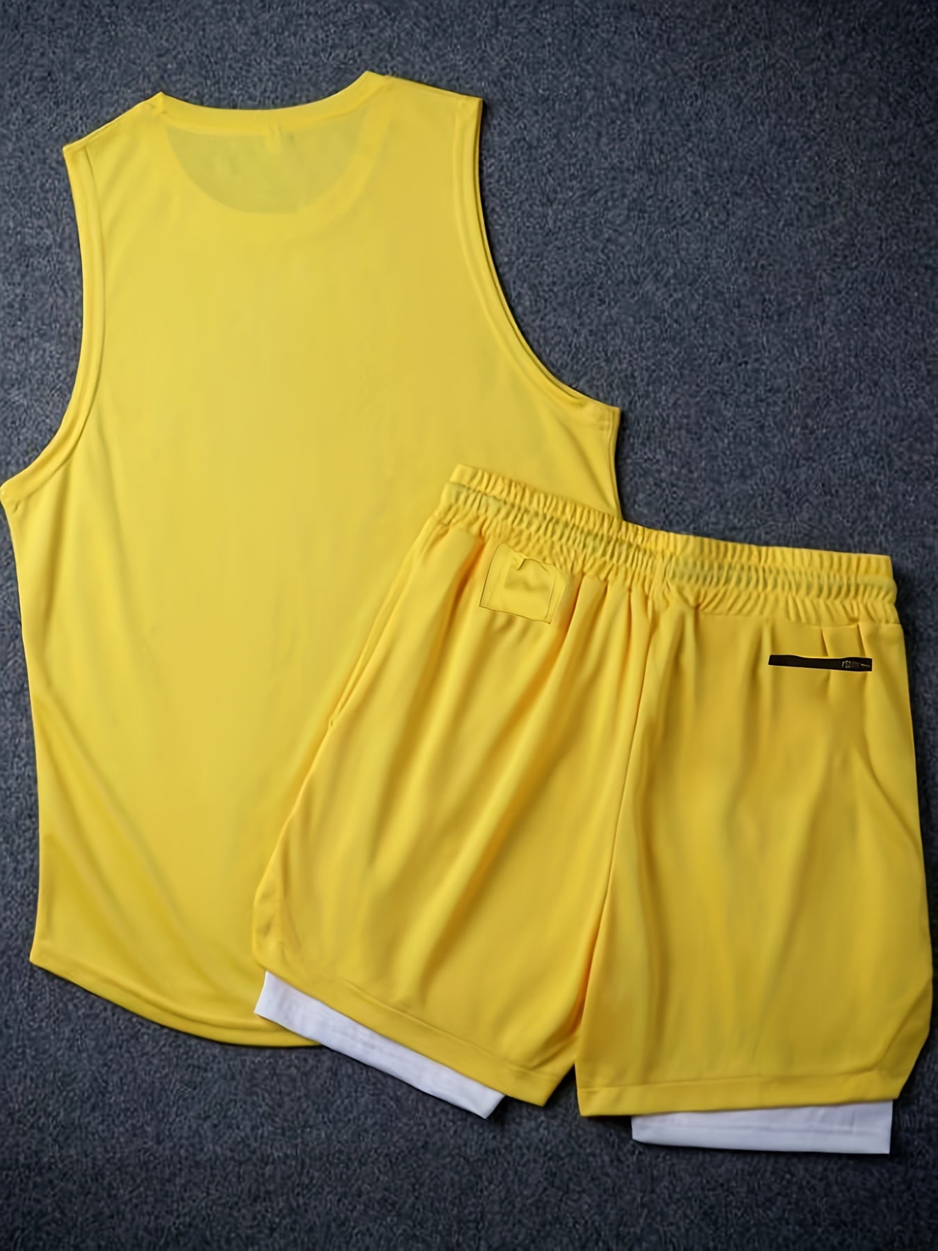 Men's Polyester Basketball Outfit Letter Print Tank Top and Loose Shorts Set