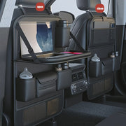 Organizador trasero para asiento de coche de cuero sintético con bolsillo para portátil y portavasos