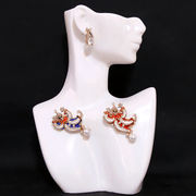 Set of Two Antique Circus Clown Brooches for Couples with Rhinestones