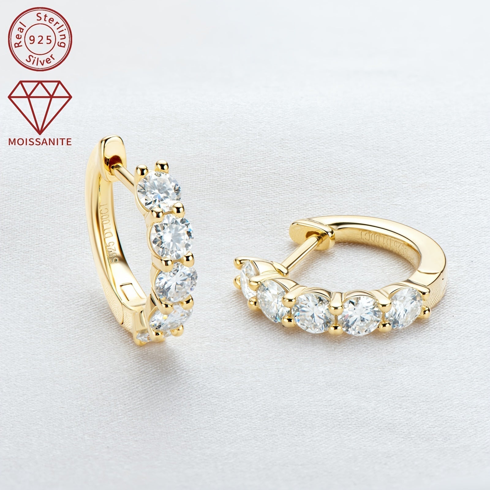 Women's Silver Earrings with Moissanite Stones 3.5mm 1.0ct Round Synthetic Jewelry