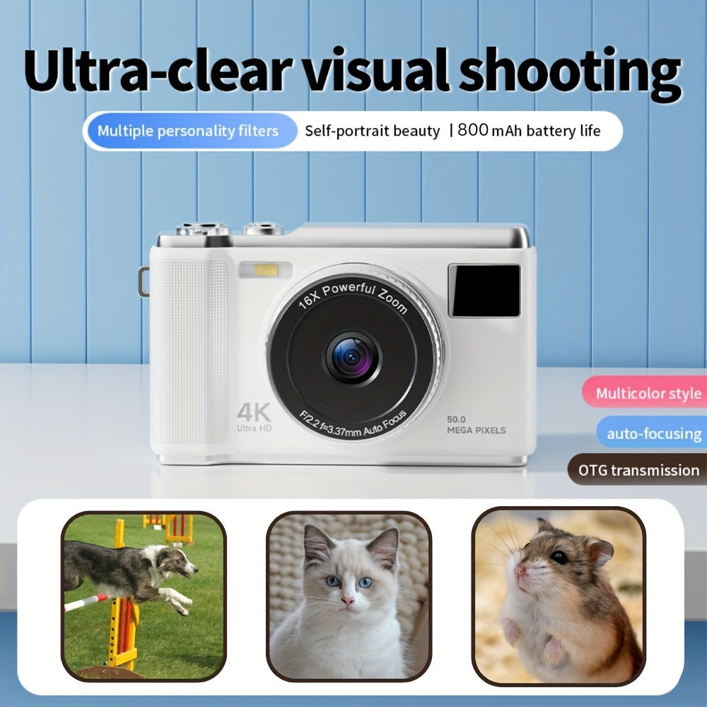 Digital Camera for Teens 4K UHD 16X Zoom 2.8 Inch FHD Screen 32GB Card