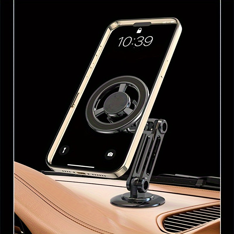 Magnetic Car Phone Holder Aluminum Alloy Rotating Folding Support