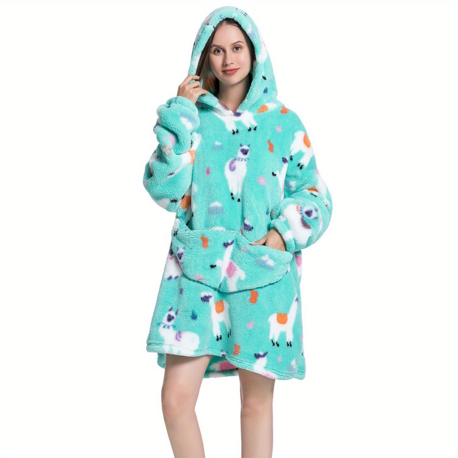 Oversized Sherpa Fleece Blanket Hoodie for Women Men Adults Ultra Soft Warm Wearable Sweatshirt Blanket