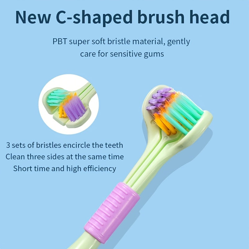 Adult Soft Bristle Three-Sided Toothbrush for Gums and Teeth Cleaning