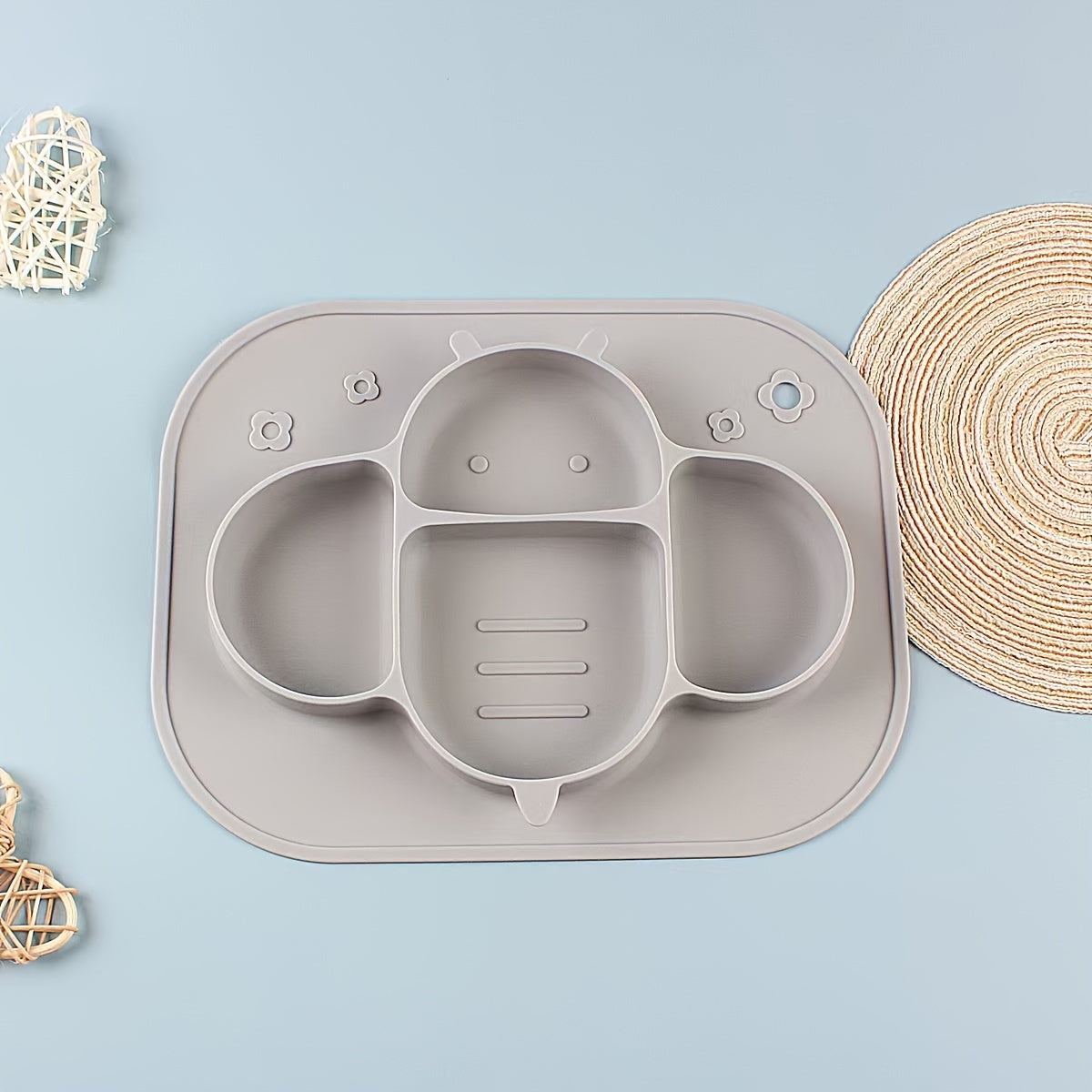 Children's Silicone Dinner Plate with Animal Patterns, High Temperature Resistant, Easy to Clean