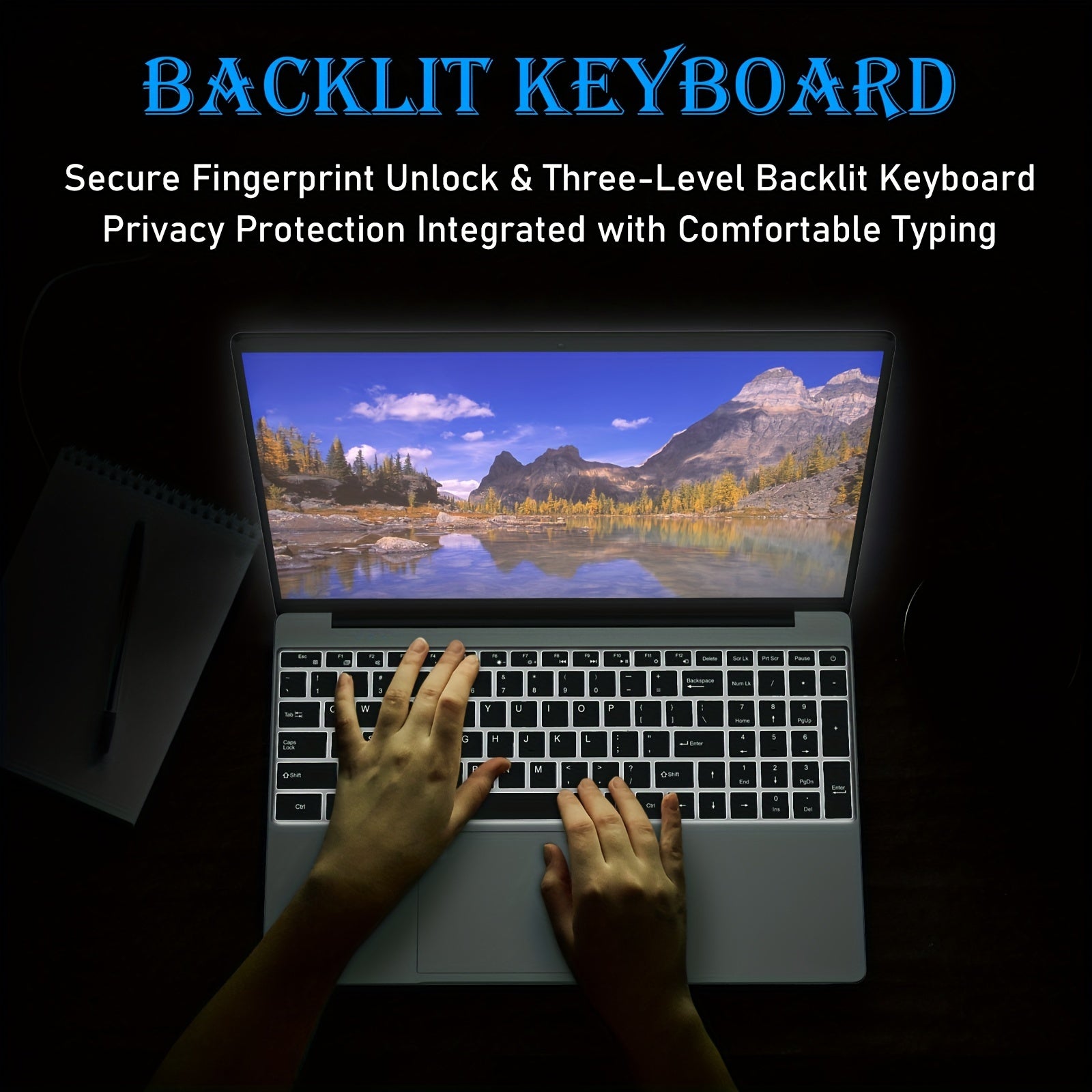 15.6 Inch FHD IPS Laptop with Intel N95 32GB DDR4 1TB SSD Fingerprint Webcam