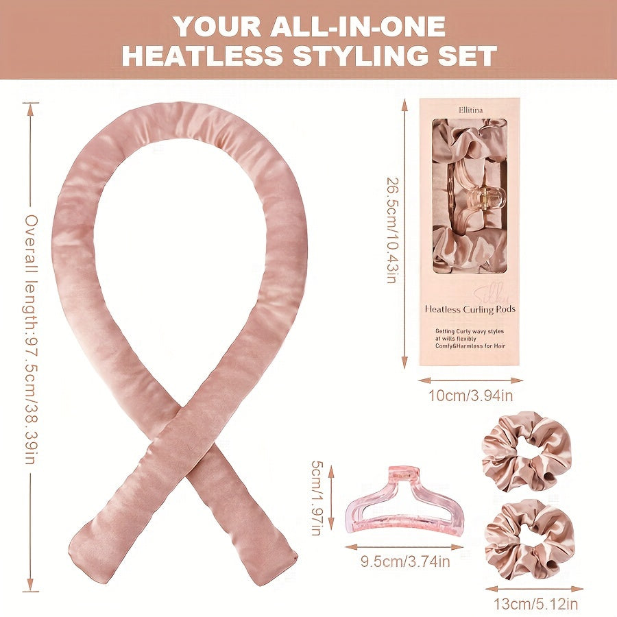 Heatless Satin Hair Curlers Set for Women and Girls with Curling Rod Headband and Loops