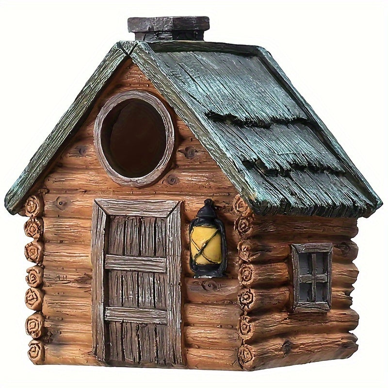 Wooden Birdhouse with LED Lights Outdoor Garden Decor Winter Bird Nest Hanging Ornament