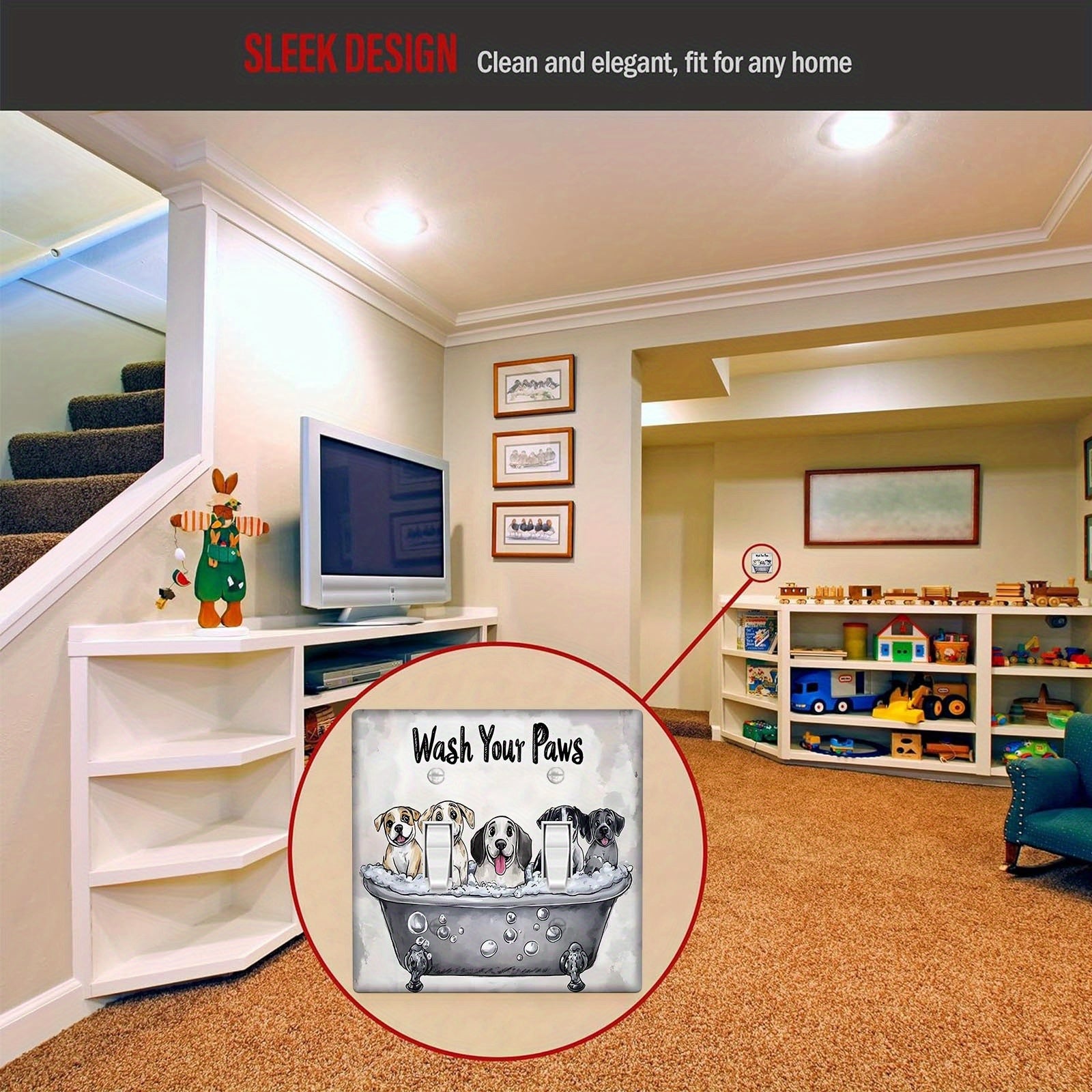 Qiziqarli it naqshidagi devor maskasi, oson vint bilan o'rnatish, simlar kerak emas. Yotoqxona, hammom yoki yashash xonasi bezatish uchun ideal.