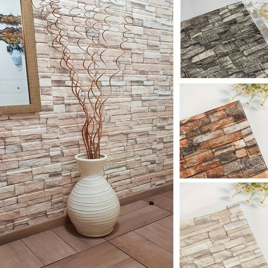 10pcs 70cmX77cm 3D Brick Wall Panels Self-Adhesive Waterproof for Home Decor