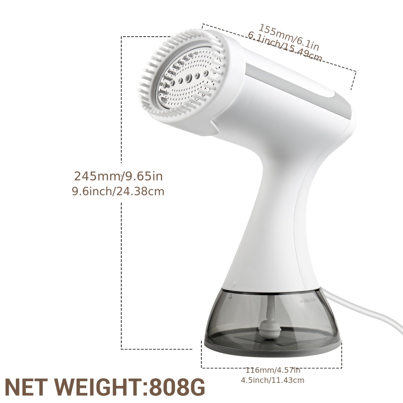 1500W quvvat va 240V voltajga ega bo'lgan Steam temir, qiyinchiliksiz kiyimlar uchun portativ dizayn va 300ml suv tanki bilan jihozlangan.