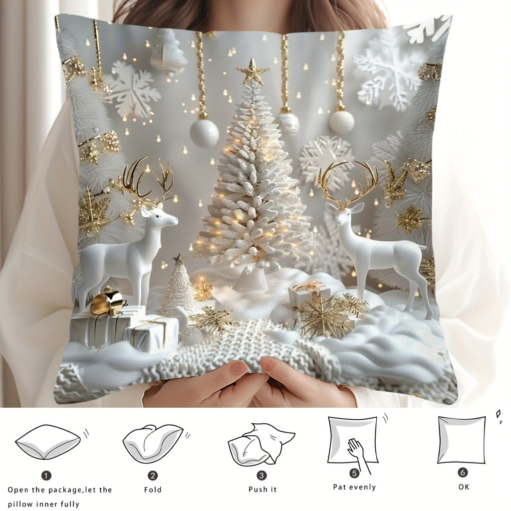 Christmas Snowmen Pillow Cover 44.96cm Square Sofa Living Room Bedroom Decor