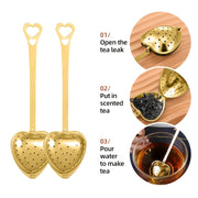 Golden Heart-Shaped Stainless Steel Tea Infuser for Loose Tea Coffee and Spices
