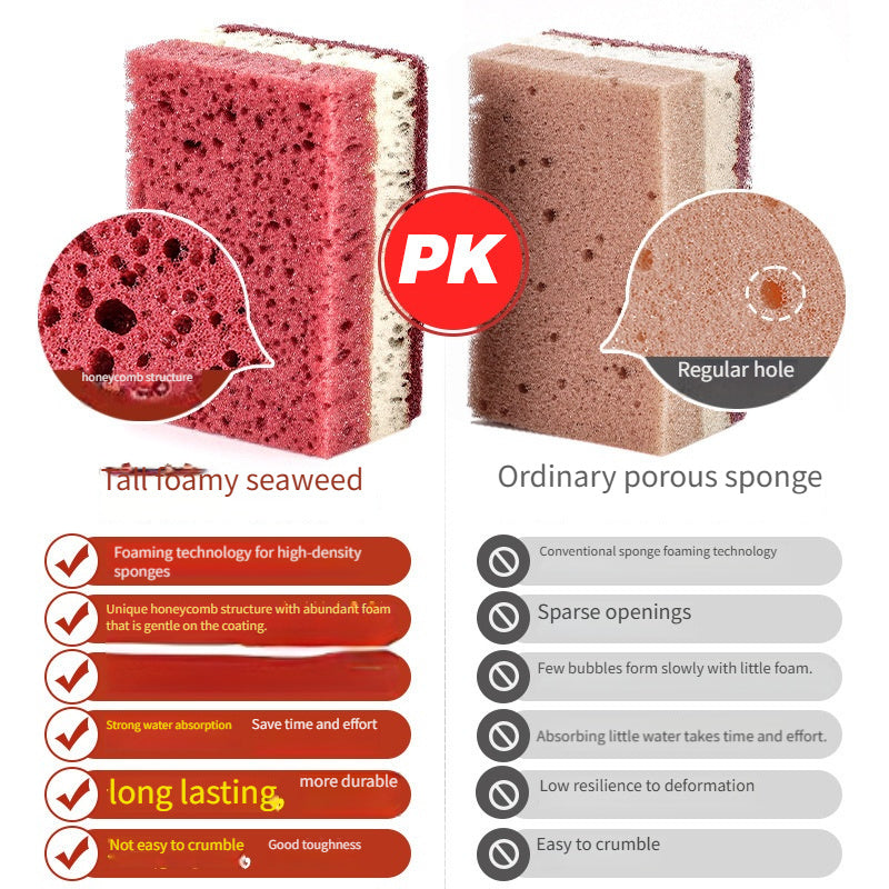 Magic Wipe: Yuqori sifatli, porozli dengiz o'ti gubkasi oshxona va uy ishlarini tozalash, idish yuvish, qozon va boshqalar uchun