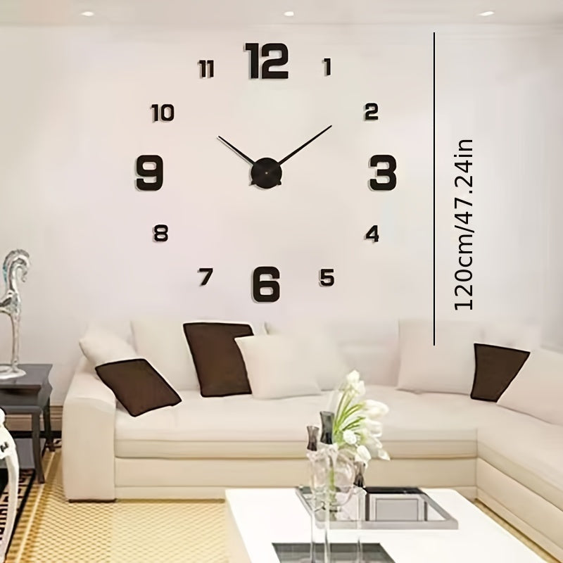 40cm Modern Digital Wall Clock Large Luminous Display Silent Acrylic Mirror Black Numbers for Living Room Bedroom