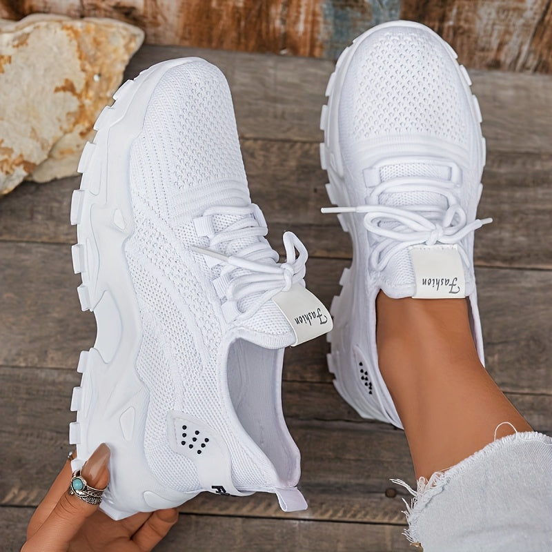Women's Breathable Knit Sneakers Non-Slip Lightweght Casual Walking Shoes