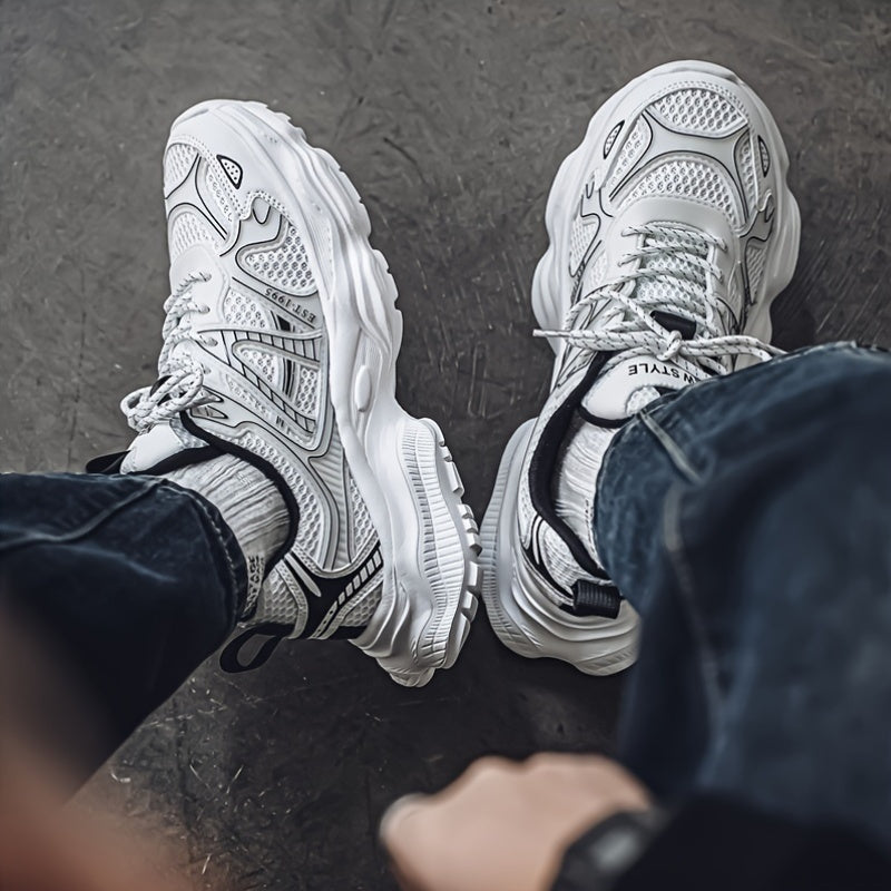 Men's Athletic Sneakers Low Top Thick Sole Casual Running Hiking Shoes for All Seasons