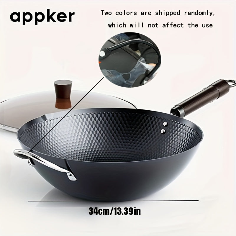 Mustahkam quyma temir wok - induksiya, elektr va gaz pechlari uchun ideal, yopishmaydigan yuzasi, uy va restoran sharoitlari uchun ko'p maqsadli oshxona anjomlari