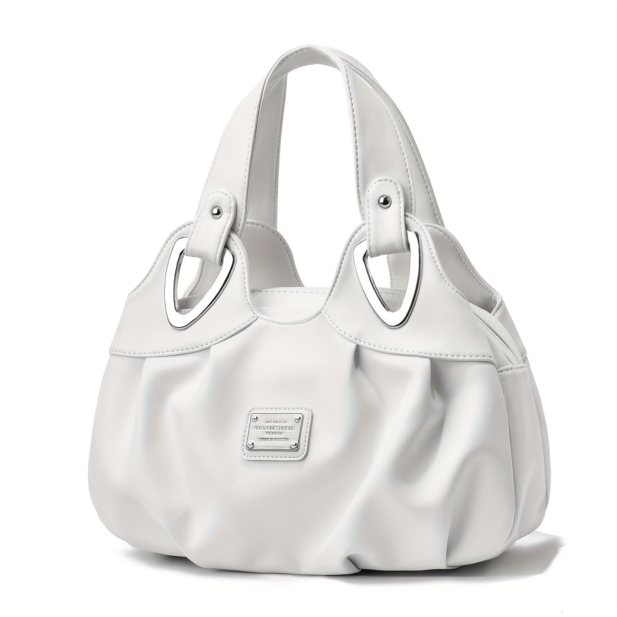 2024 Новый стиль женская сумка-тоут с большой вместимостью, однотонная, на молнии, с полиэстеровой подкладкой, с окрашенными краями, универсальная для повседневного и рабочего использования.