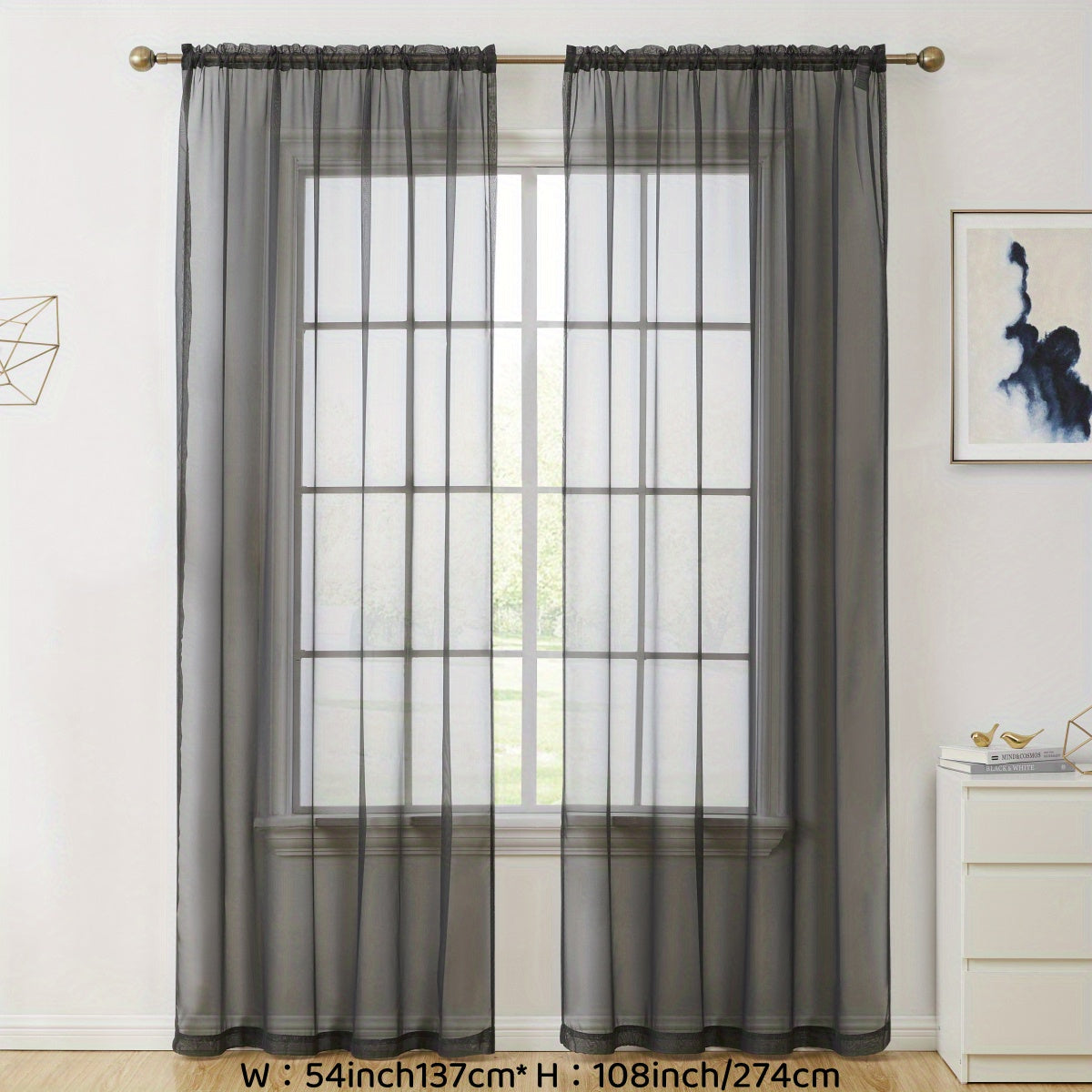 Sheer Voile Curtain Panels for Living Room Bedroom Kitchen Semi-Transparent Polyester