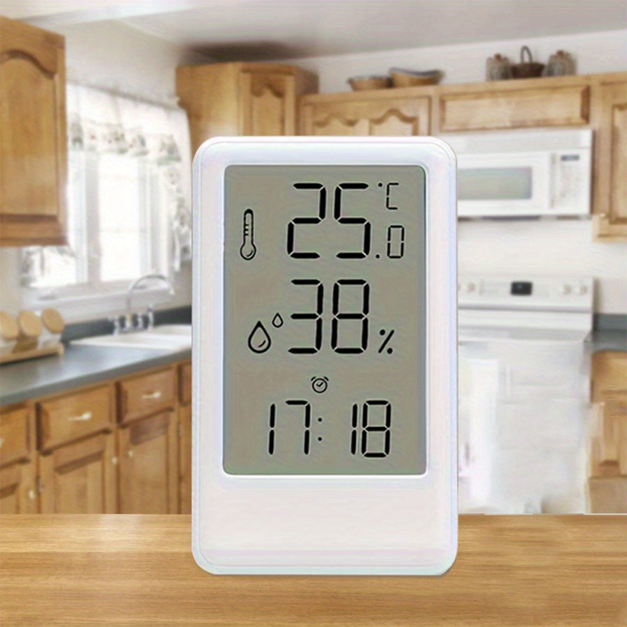 Monitor digital de temperatura y humedad con pantalla LCD grande para dormitorio, cocina, sala de estar, blanco