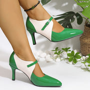 Women's Two-Tone Mary Jane High Heels Pointed Toe Stiletto