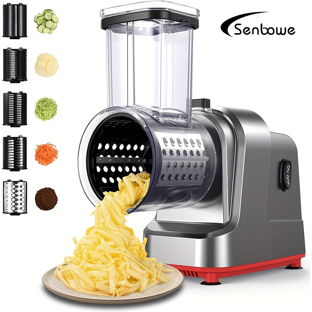 Elektrik Sariyog' va Salat Tayyorlovchi, 5 ta o'zaro almashtiriladigan pichoq bilan, 220-240V zanglamaydigan po'latdan yasalgan kesuvchi, Yevropa standarti rozetkasi, Yuqori tezlik 250RPM, Batareyasiz. Mevalar uchun mos.