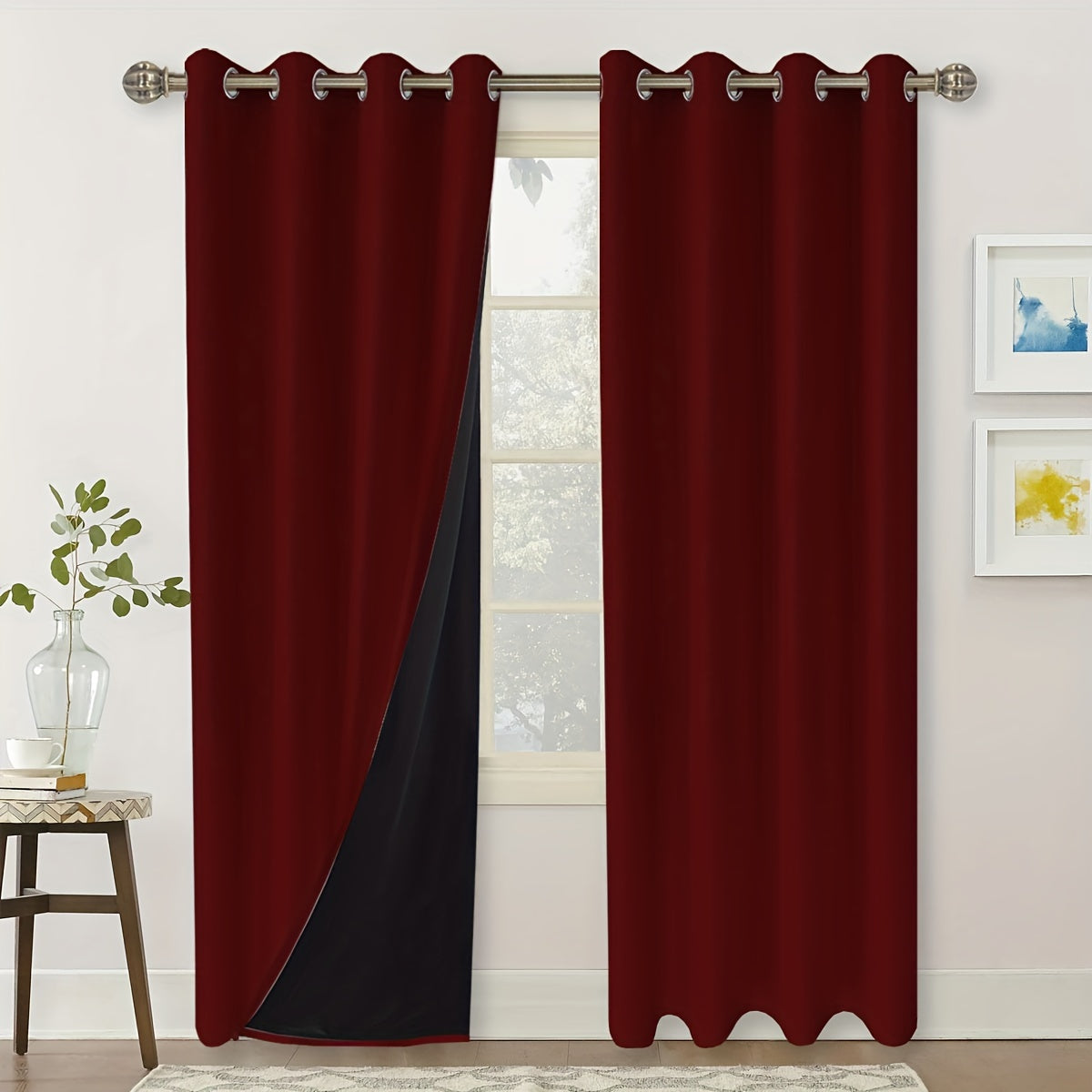 Cortinas blackout de un panel con recubrimiento y parte superior con lazo para dormitorio y sala de estar