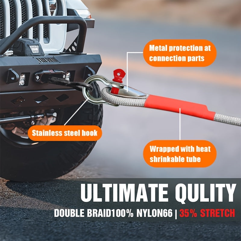 Juego de cuerda de remolque para SUV todo terreno de alta resistencia con ganchos en U y bolsa de almacenamiento, capacidad de 33,000 g