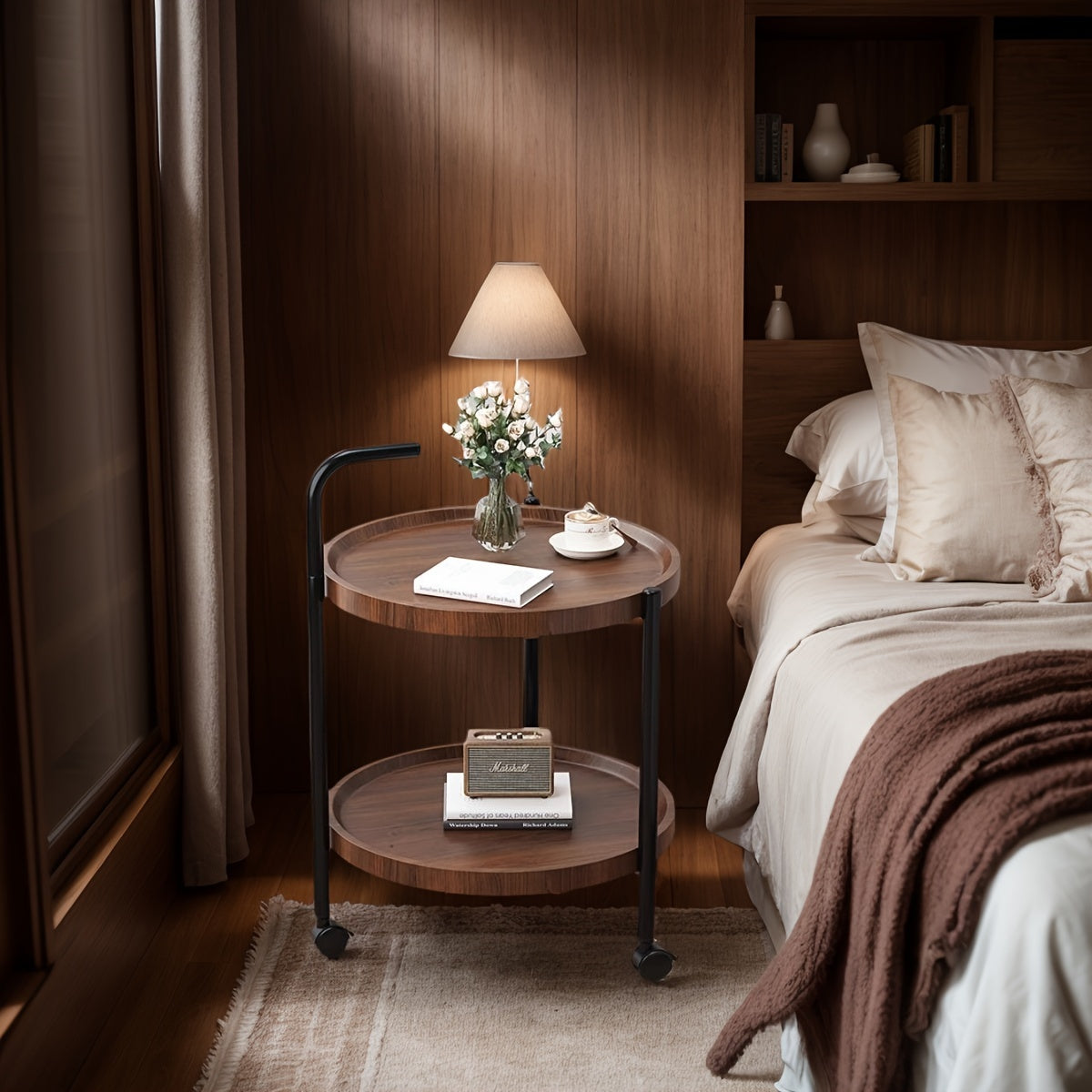 Nordic Style Cast Iron Mobile Coffee Table for Living Room Bedroom Small Apartment