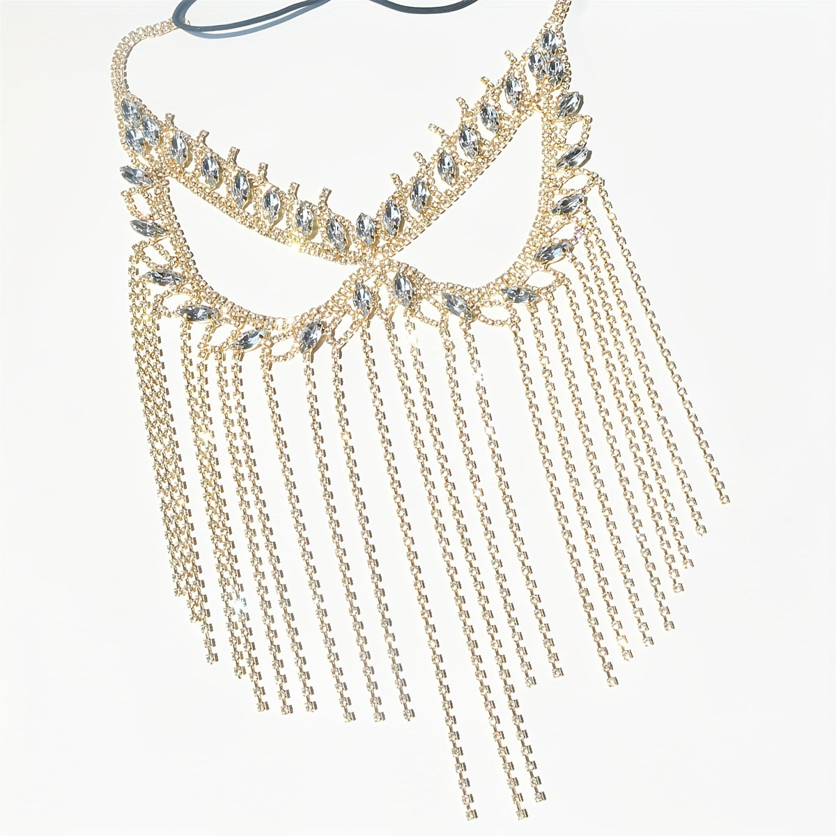 Masquerade Mask with Long Tassel Rhinestones for Bridal Wedding Accessories