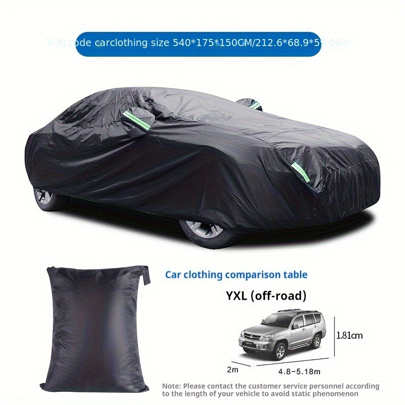 Barcha Qora Avtomobil Qopqog'i Polyester Quyoshdan Himoya Ko'zg'acha Chiziq 190T